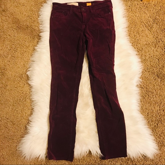 Anthropologie Picro & the Letterpress Corduroy Zippered Wine Red Skinny Jeans - Picture 13 of 13